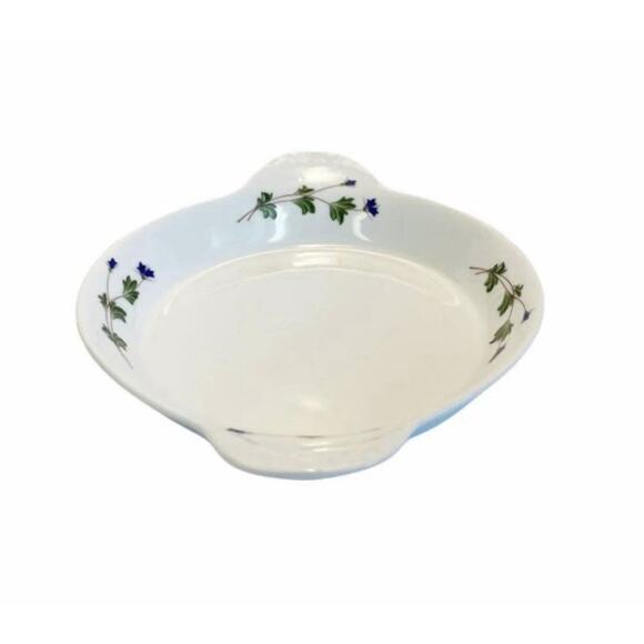 Le Cordone Bleu White Round Ceramic Au Gratin Baking Dish Hand Painted Floral - Picture 2 of 8
